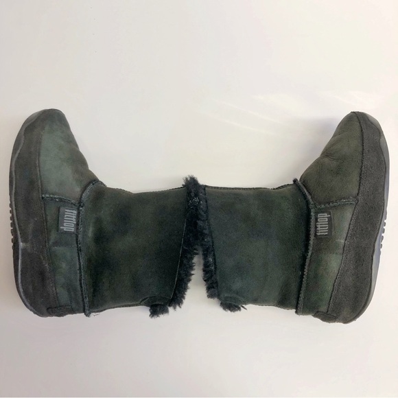 Fitflop Sheep Skin Shearing Genuine Leather Black Winter Boots Size 6.5 - Picture 8 of 16